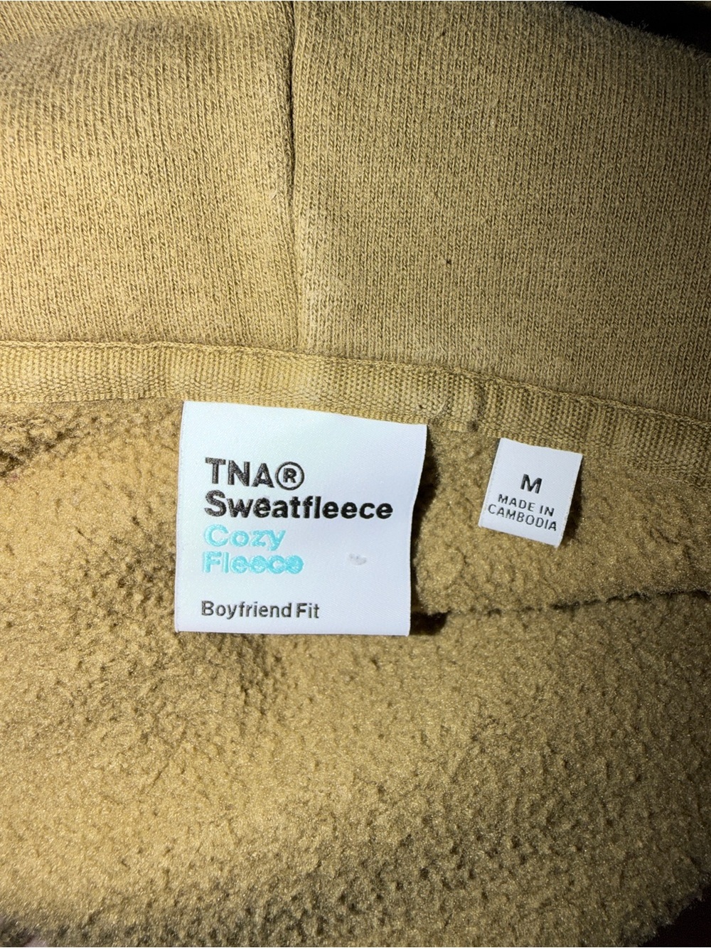 TNA Sweatfleece Boyfriend Fit Hooded Zip-Up Jacket - Women Olivegreen Size M - Picture 6 of 6